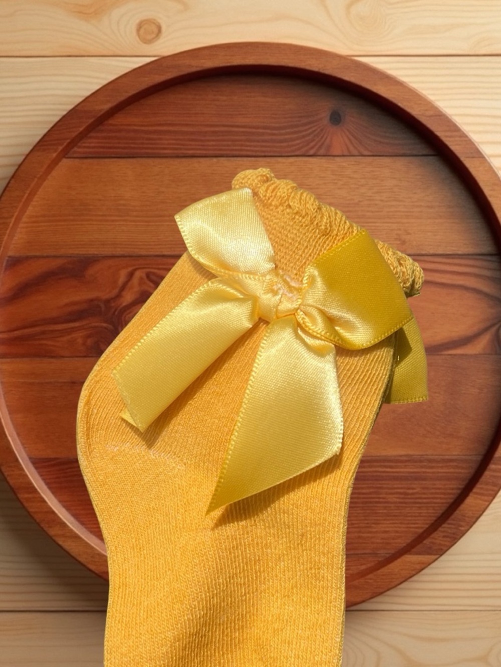 Yellow Bow Baby Socks - Ruffled Anklet - Picture 6 of 8